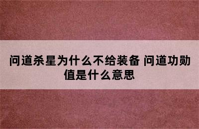 问道杀星为什么不给装备 问道功勋值是什么意思